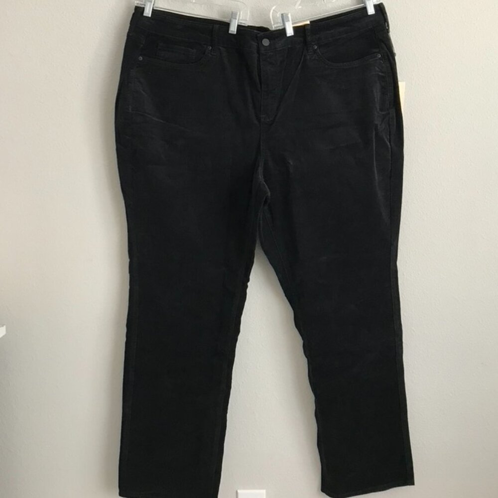 NYDJ Straight in Wale Baby Corduroy Pants- Black (Sz 22W) a629754
